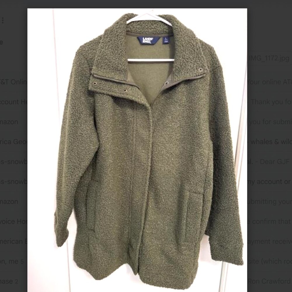 Lands End New Women's Sage Green Longer Jacket Coat Size Large